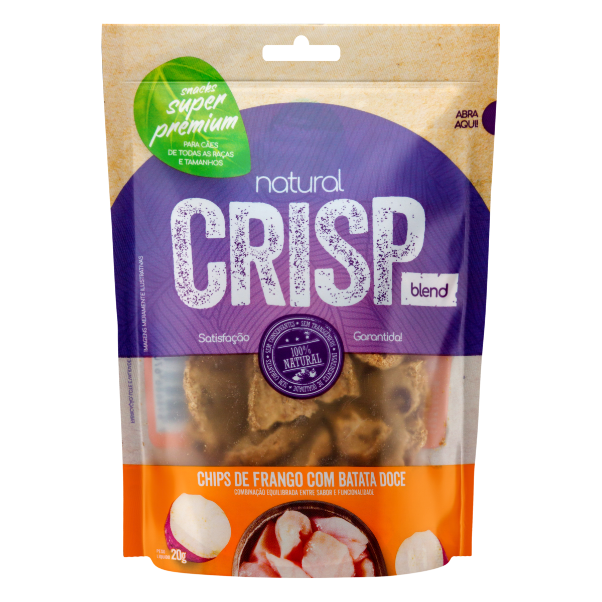 Chips para Cães Frango com Batata-Doce Natural Crisp Pouch 20g