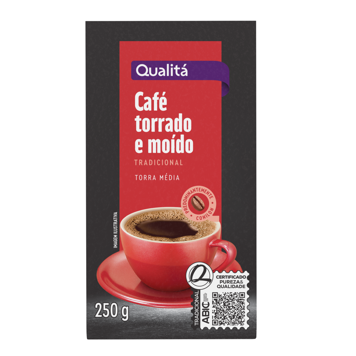 Café Torrado e Moído a Vácuo Tradicional Qualitá Pacote 250g