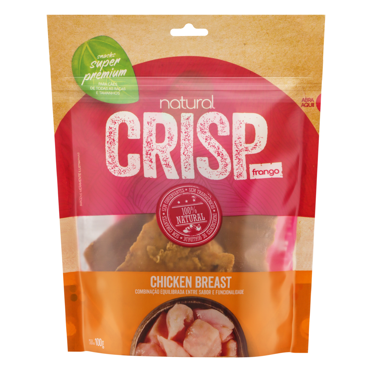 Snacks para Cães Chicken Breast Natural Crisp Pouch 100g