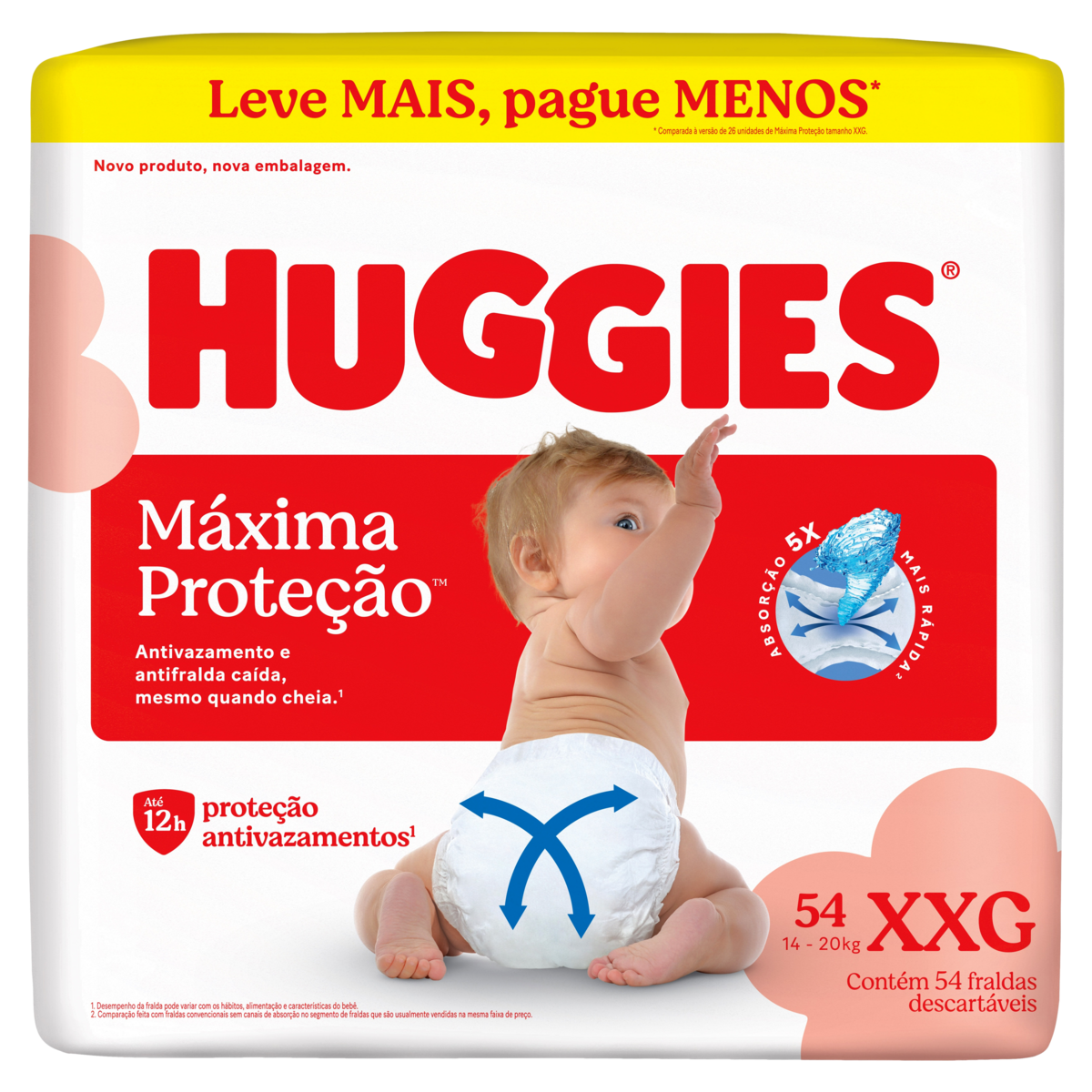 Fralda Descartável Infantil Huggies Supreme Care XXG Pacote 54 Unidades