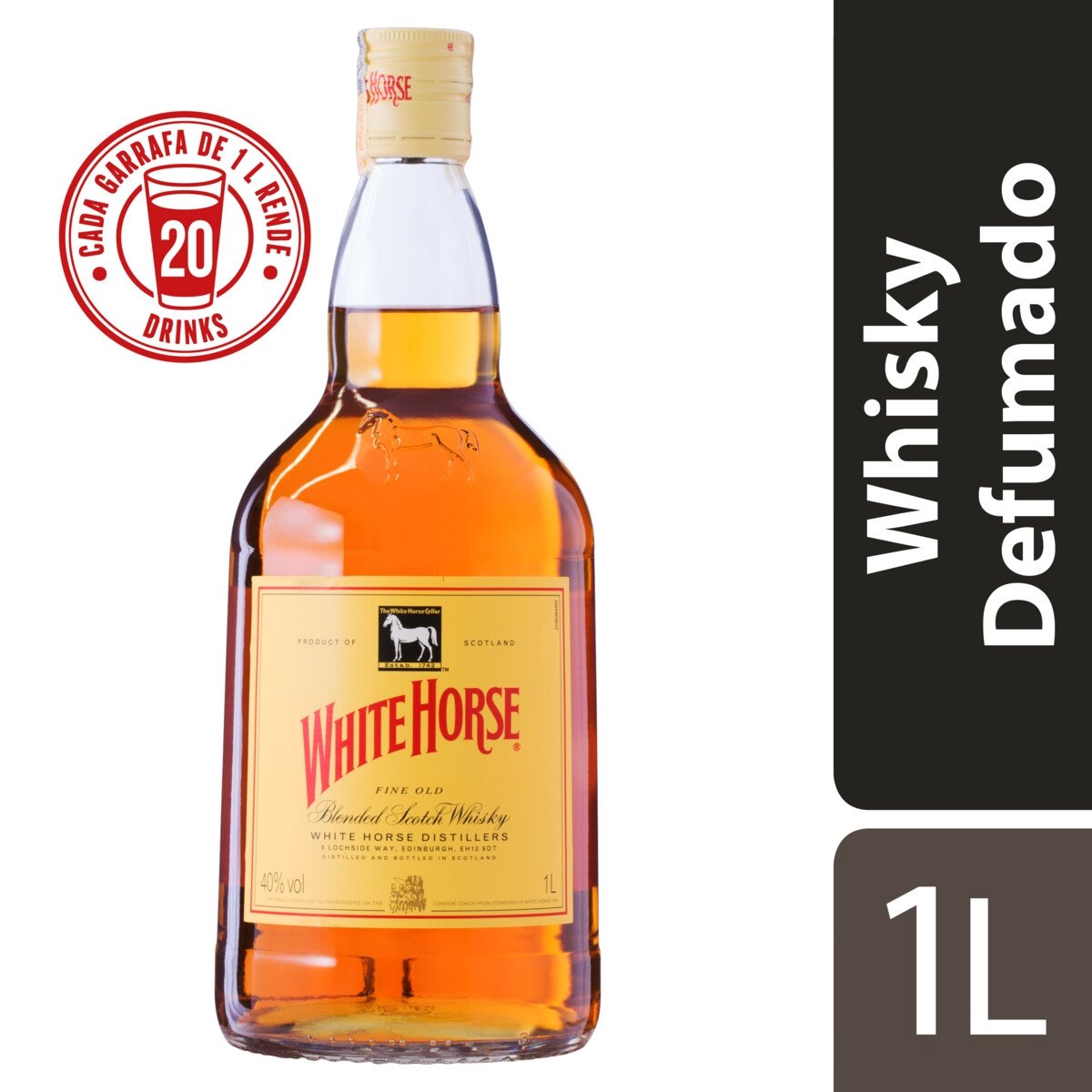 Whisky Escocês Blended Fine Old White Horse Garrafa 1l