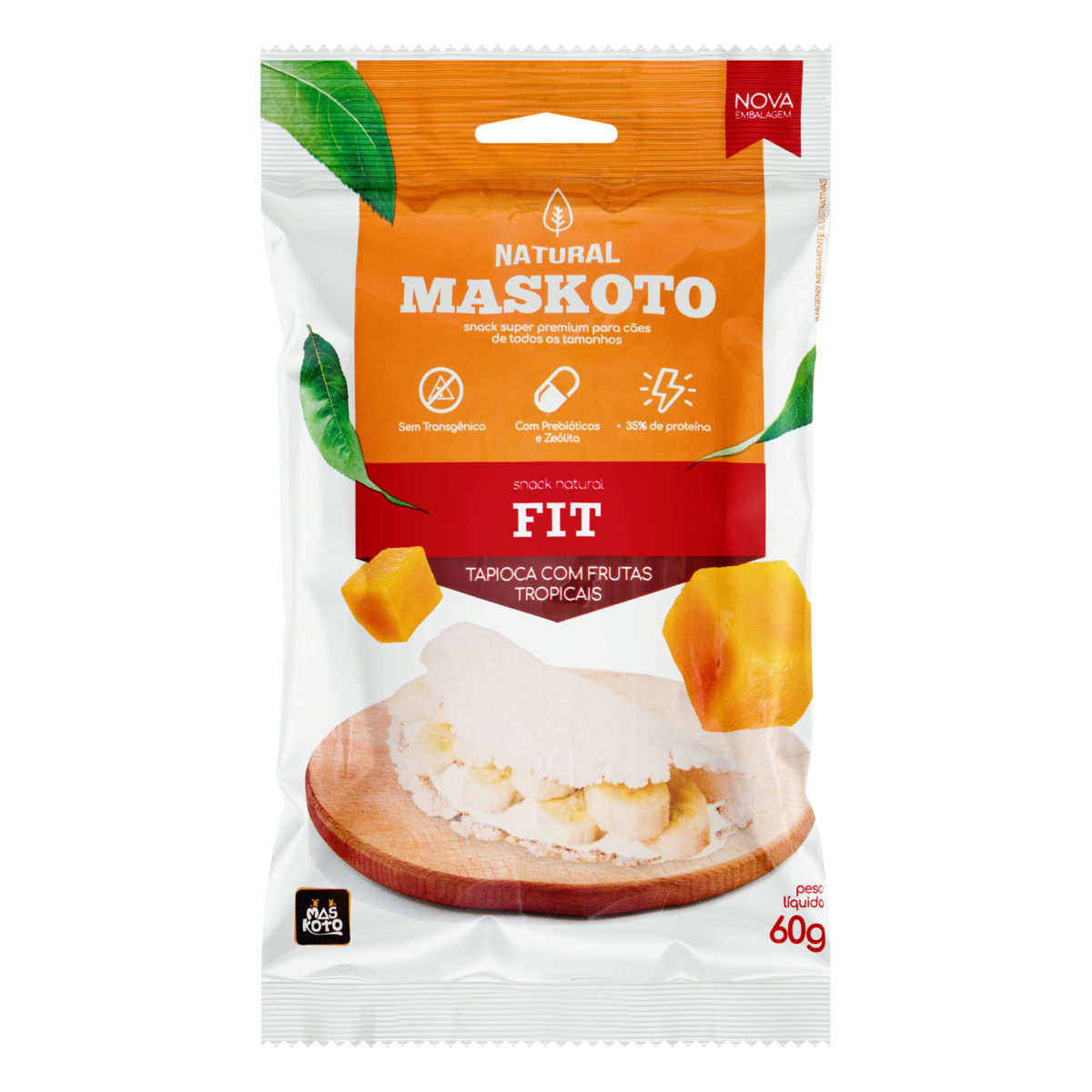 Snacks para Cães Tapioca com Frutas Tropicais Natural Maskoto Fit Pacote 60g