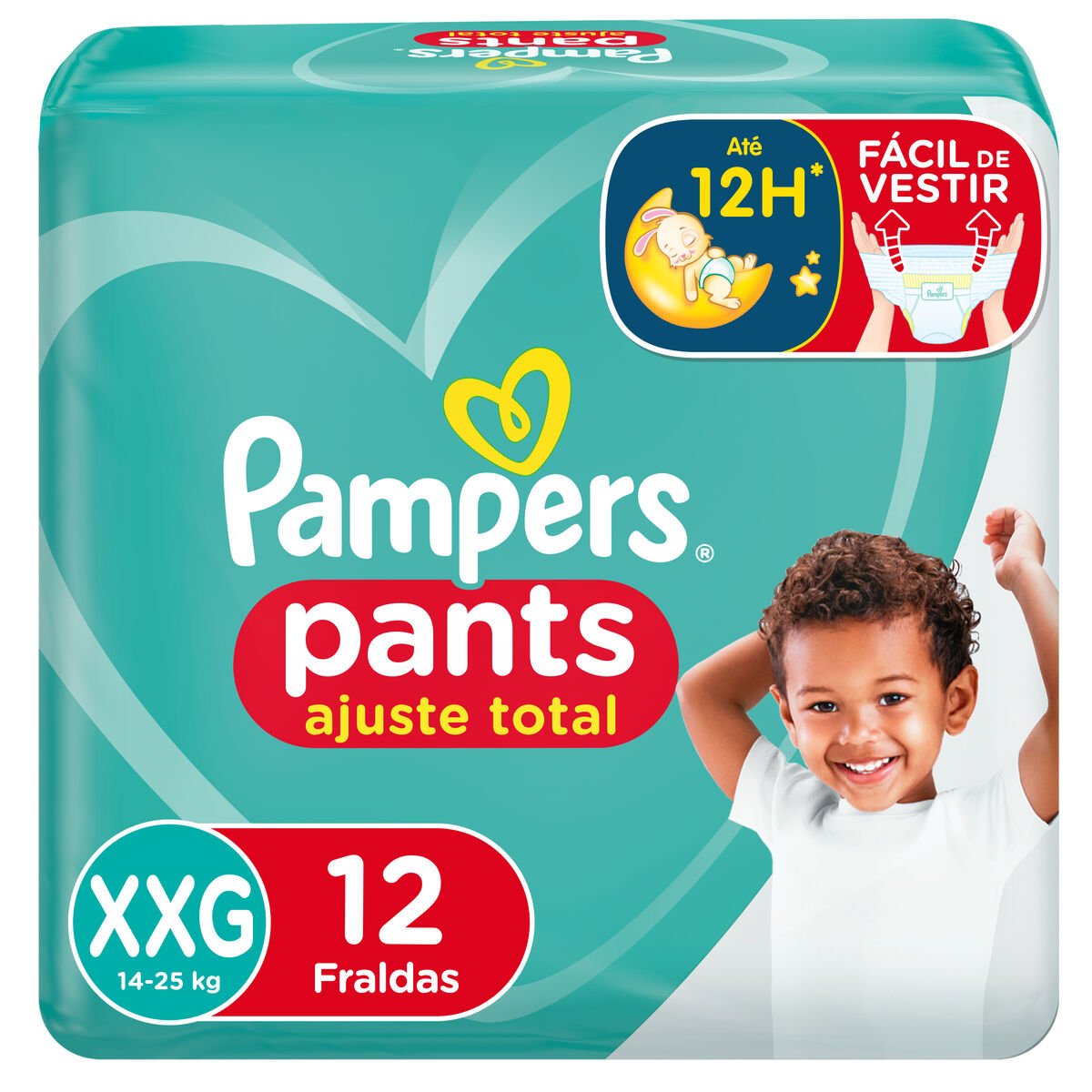 Fralda Descartável Infantil Pants Pampers Ajuste Total XXG Pacote 12 Unidades