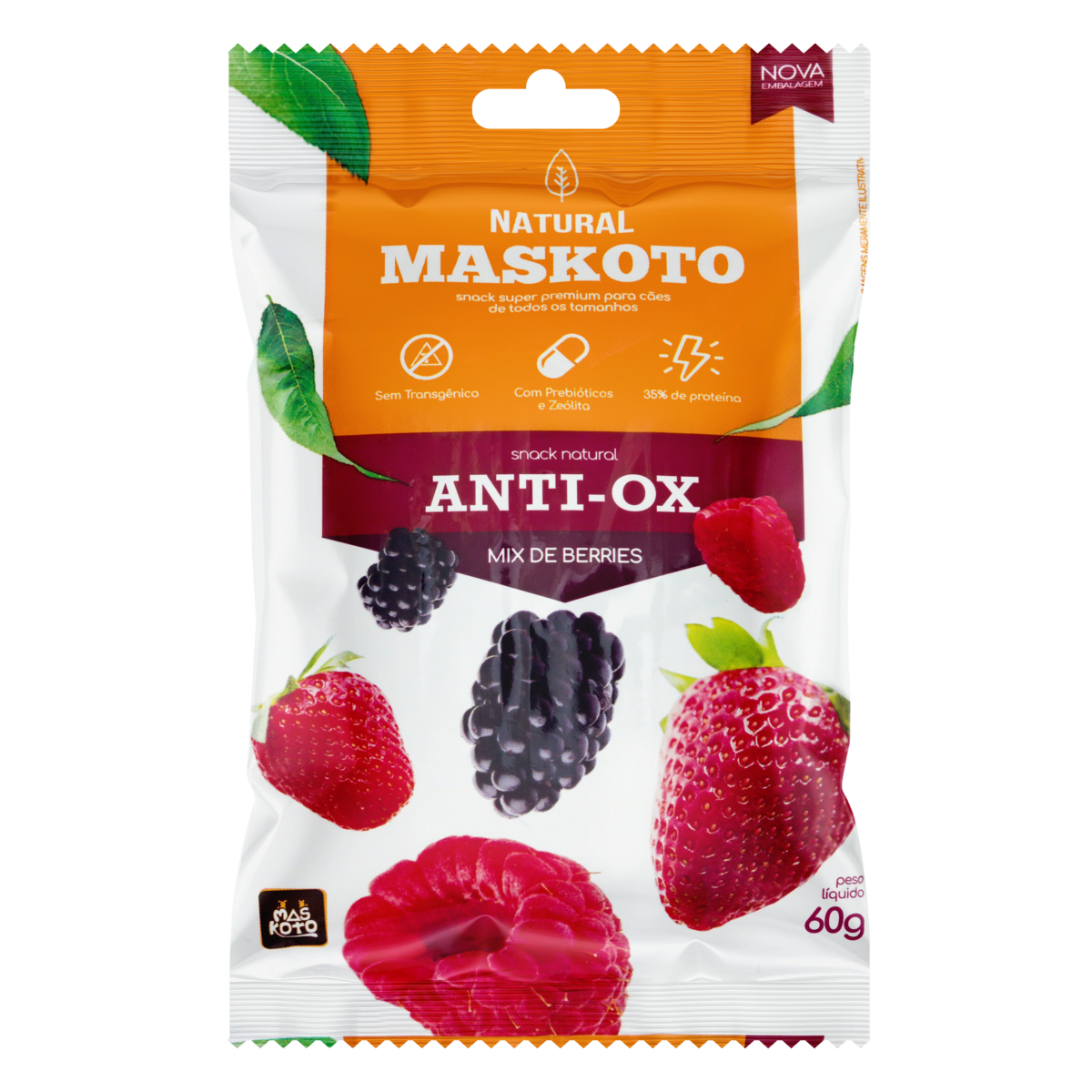 Snacks para Cães Mix de Berries Natural Maskoto Anti-Ox Pacote 60g