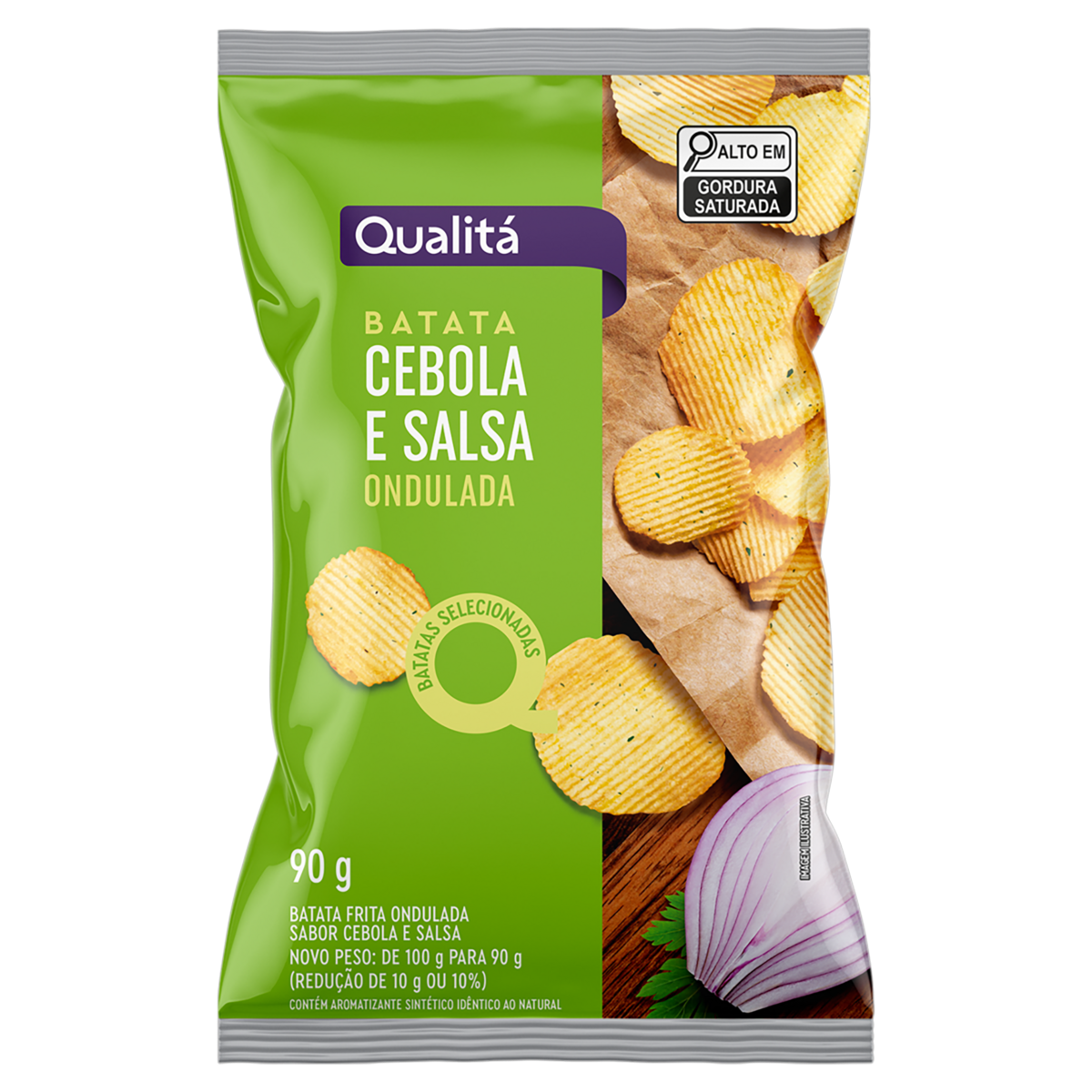Batata Frita Ondulada Cebola e Salsa Qualitá Flow Pack 90g