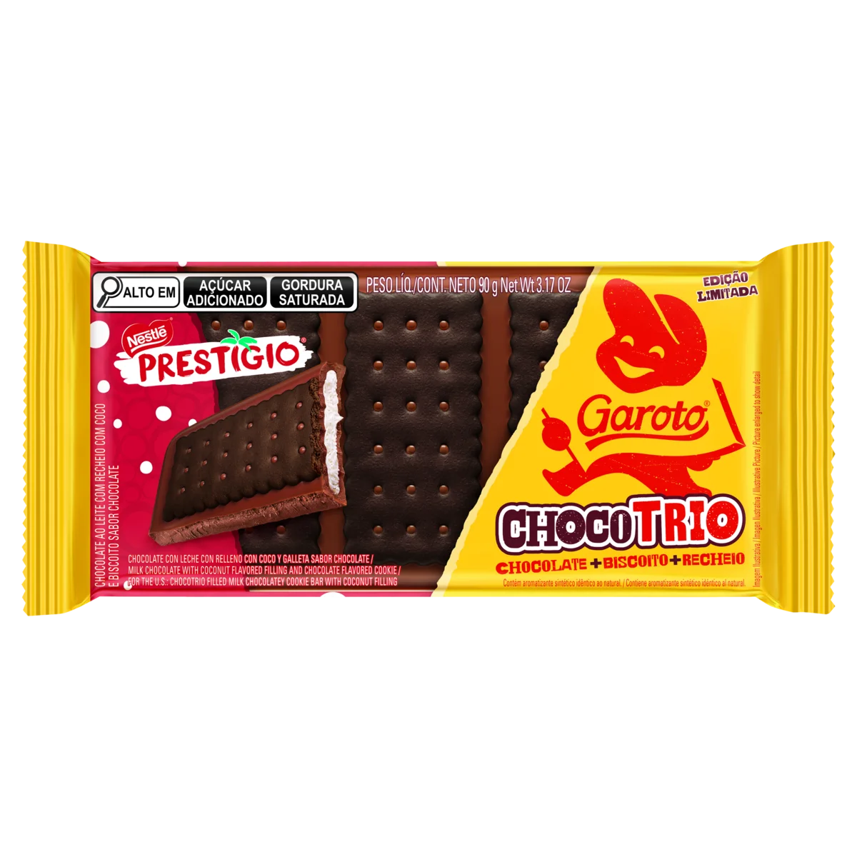 Chocolate ao Leite Recheio Prestígio Garoto Chocotrio 90G