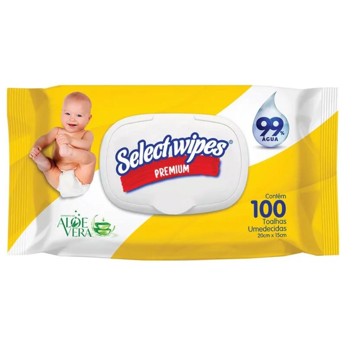 Toalha Umedecida Select Wipes Premium Com 100 Unidades