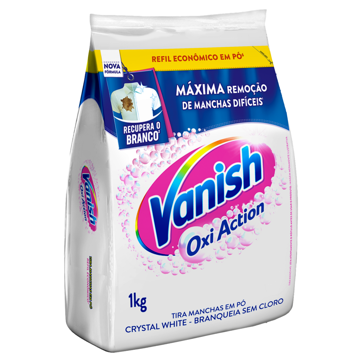 Tira-Manchas Pó Vanish Oxi Action Crystal White Pacote 1kg Refil Econômico