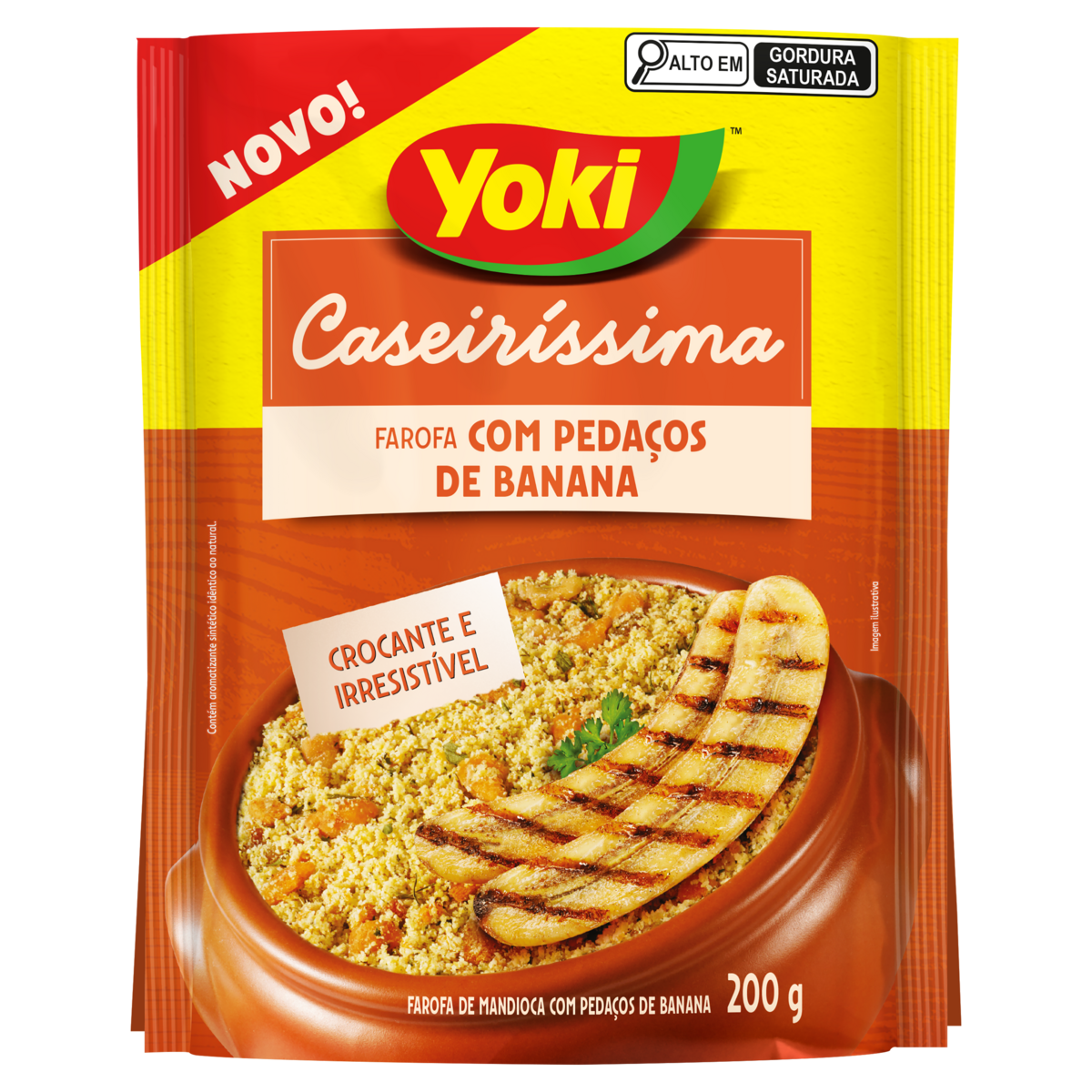 Farofa de Mandioca com Pedaços de Banana Crocante Yoki Caseiríssima Pacote 200g