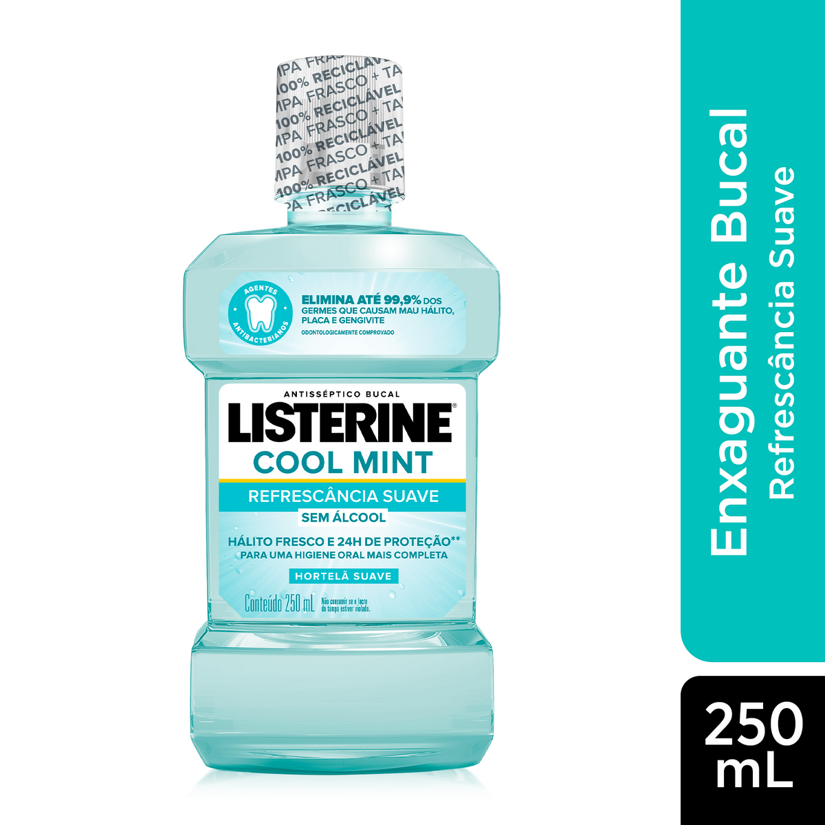 Enxaguante Bucal Antisséptico Zero Álcool Menta Suave Listerine Cool Mint Frasco 250ml