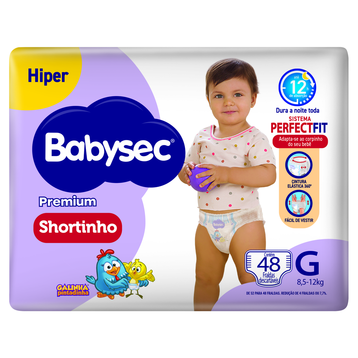 Fralda Descartável Shortinho Babysec Premium G Hiperpacote 48 Unidades