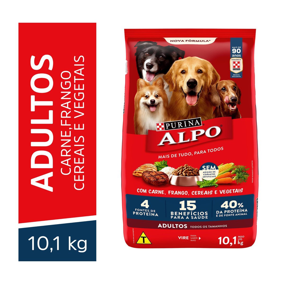 Ração ALPO Cães Adultos Carne, Frango, Cereais e Vegetais 10,1kg