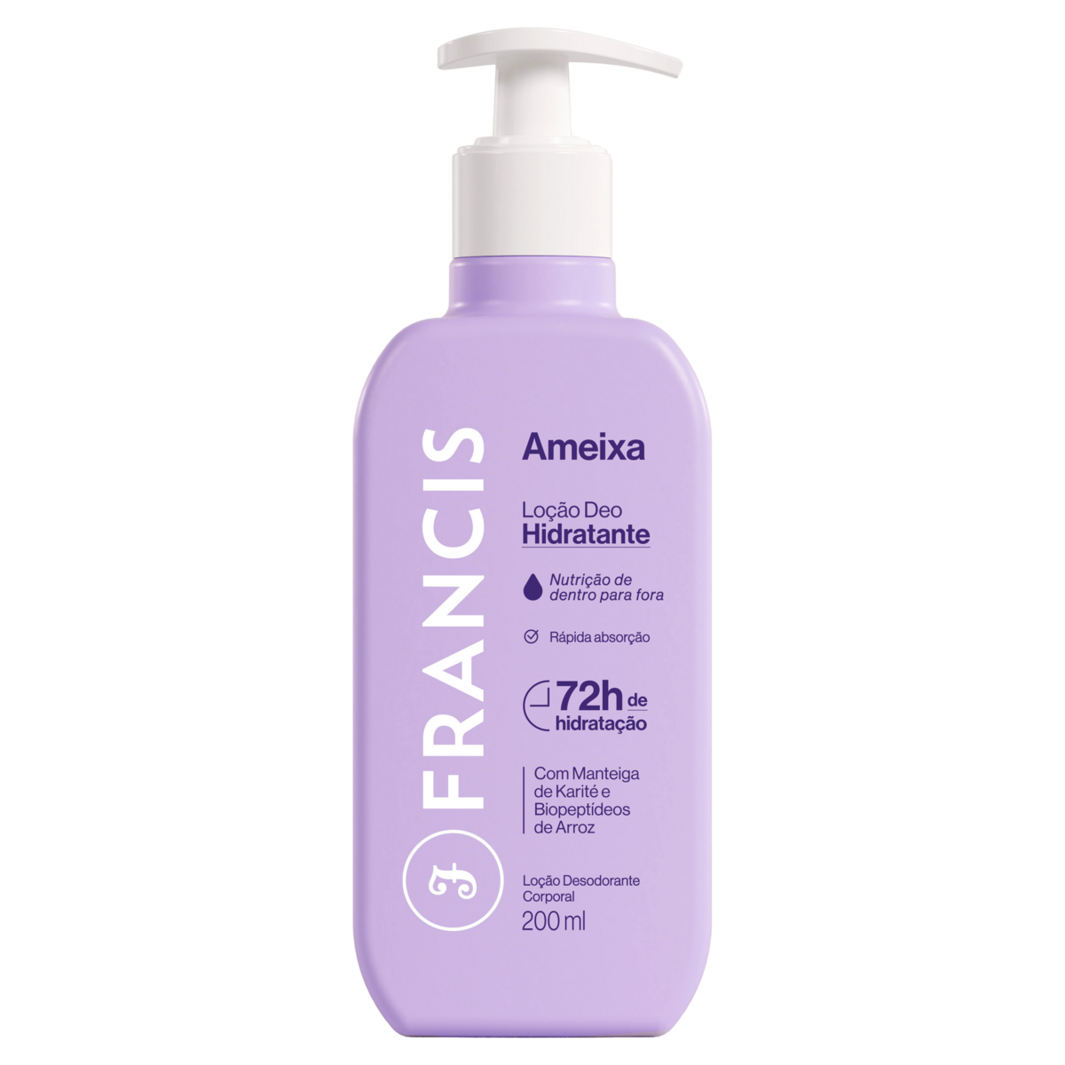 Loção Desodorante Deo-Hidratante Ameixa Francis Frasco 200ml Pump