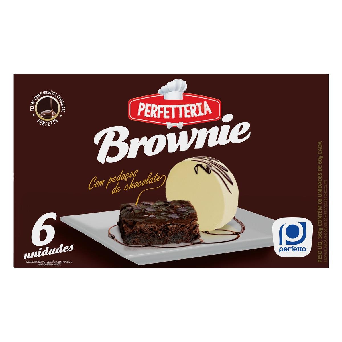 Brownie Congelado Chocolate Perfetto Perfetteria Caixa 360g 6 Unidades