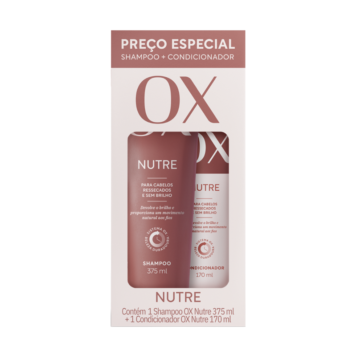 Kit Shampoo 375ml + Condicionador 170ml OX Cosméticos Nutre