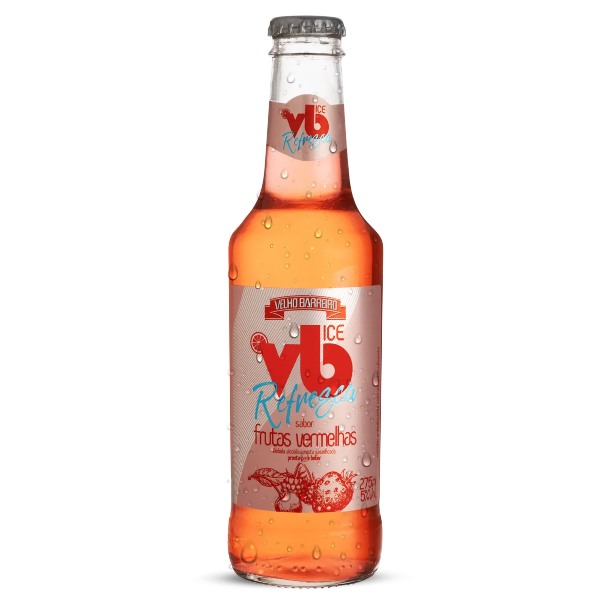 Bebida Mista Alcoólica Gaseificada Frutas Vermelhas Velho Barreiro Refresca Ice Garrafa 275ml