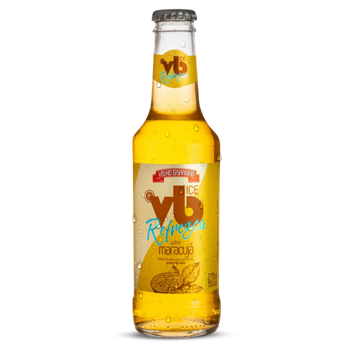 Bebida Mista Alcoólica Gaseificada Maracujá Velho Barreiro Refresca Ice Garrafa 275ml