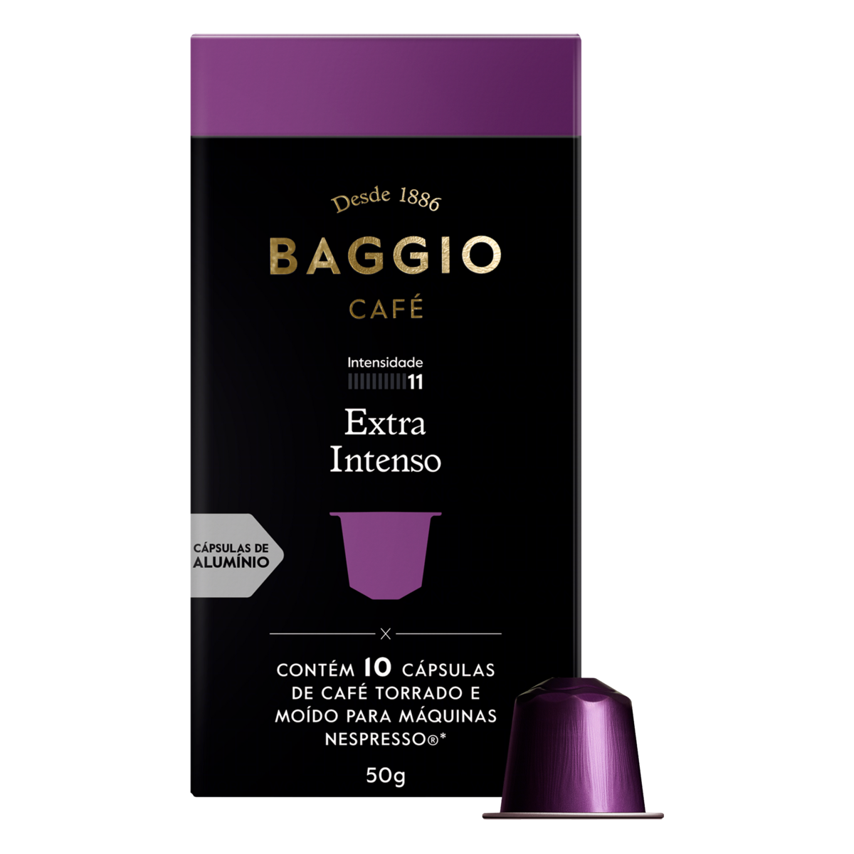 Café em Cápsula Torrado e Moído Extra Intenso Baggio Caixa 50g 10 Unidades
