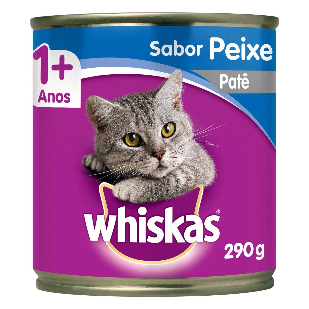 Ração Úmida Whiskas Lata Patê de Peixe para Gatos Adultos 290g