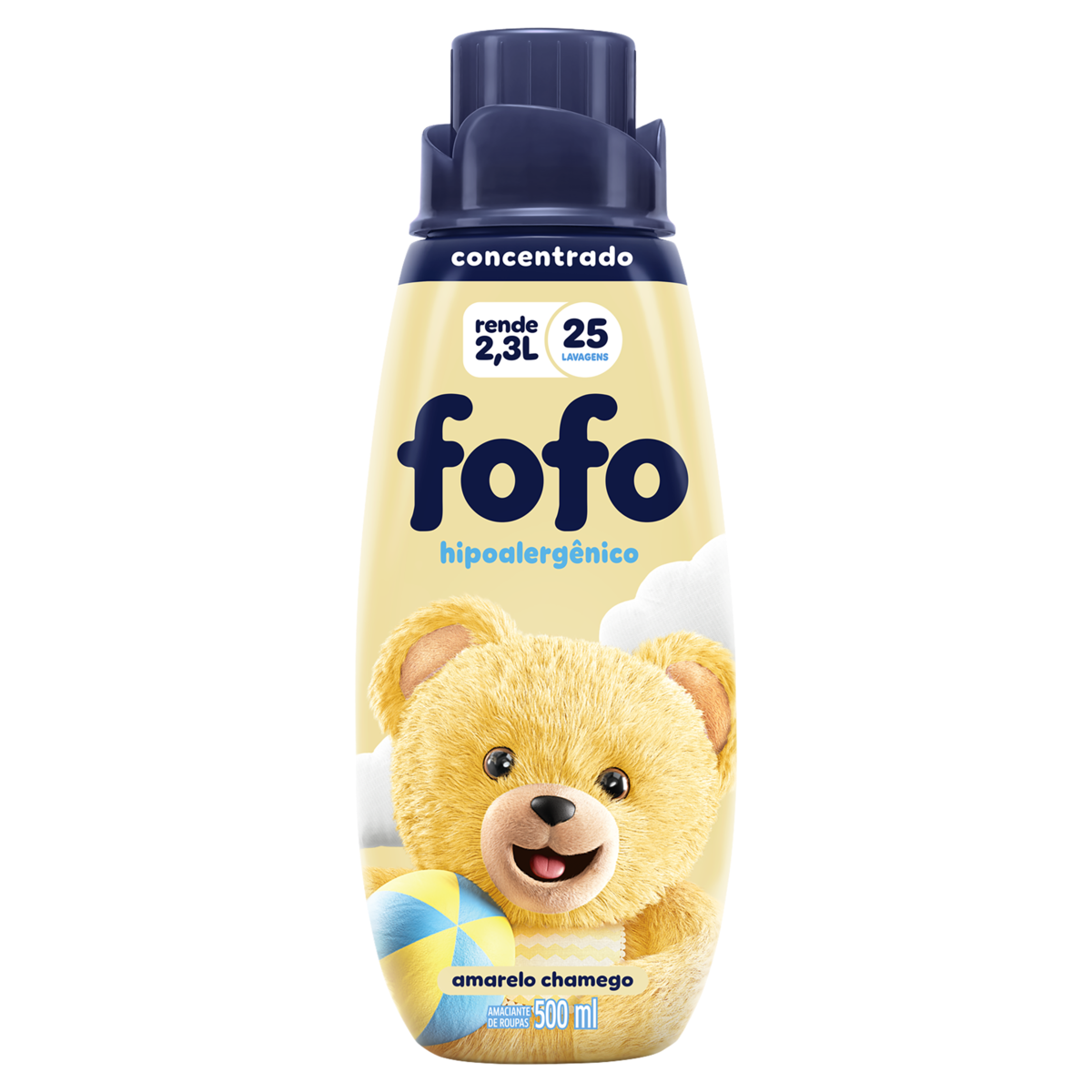 Amaciante de Roupa Concentrado Amarelo Chamego Fofo Frasco 500ml