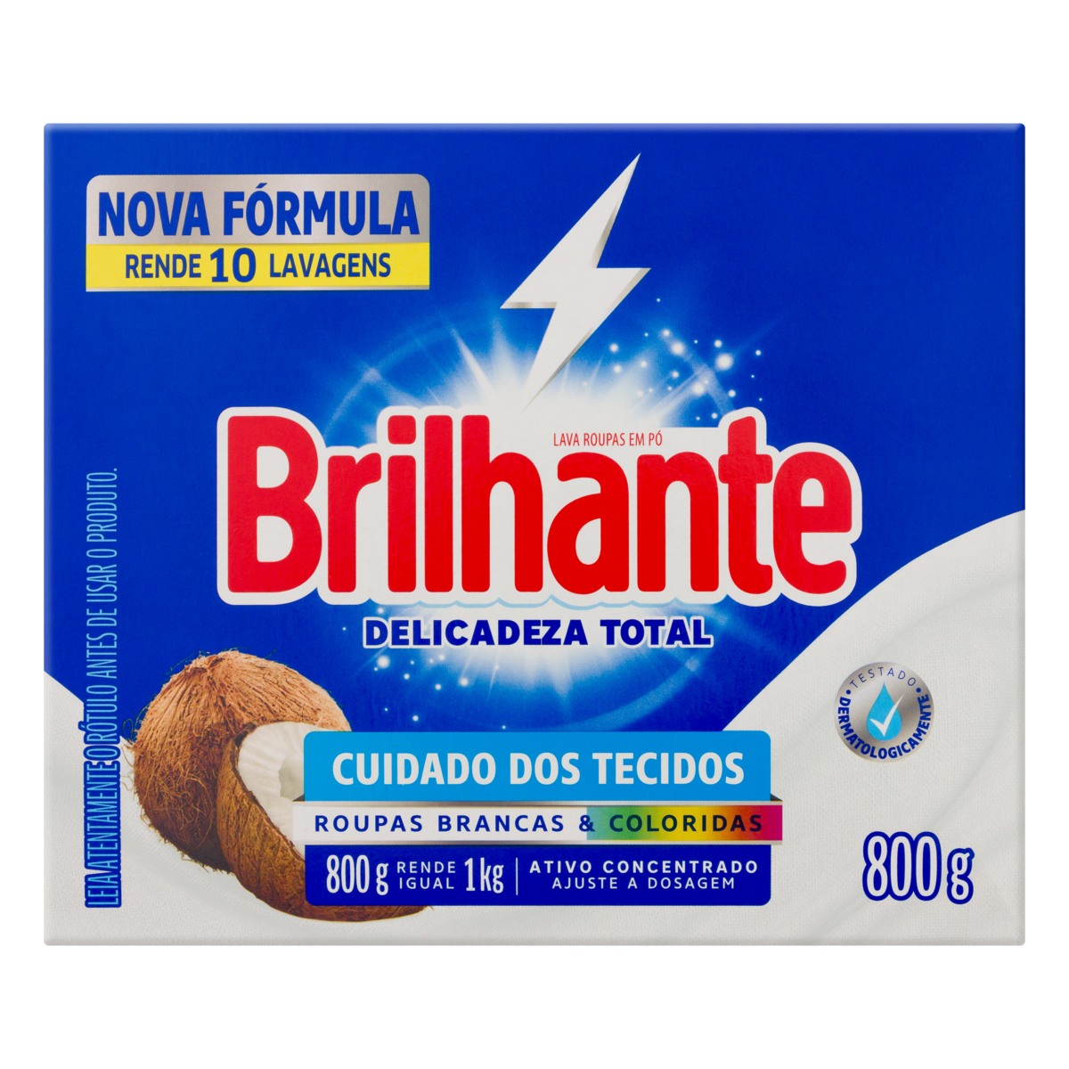 Lava-Roupas Pó Roupas Brancas e Coloridas Brilhante Delicadeza Total Caixa 800g