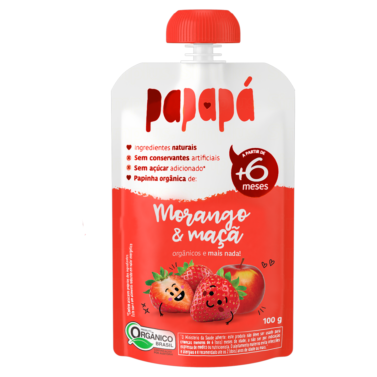 Papinha Orgânica Morango e Maçã Papapá Squeeze 100g