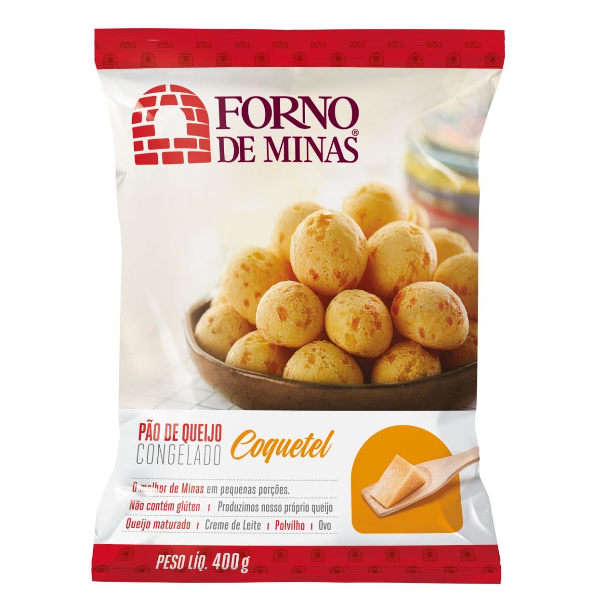 Pão de Queijo Congelado Coquetel Forno de Minas Pacote 400g