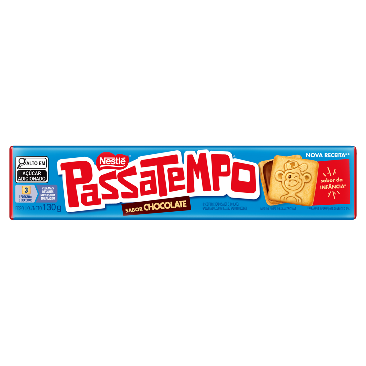 Biscoito PASSATEMPO Recheado Chocolate 130g