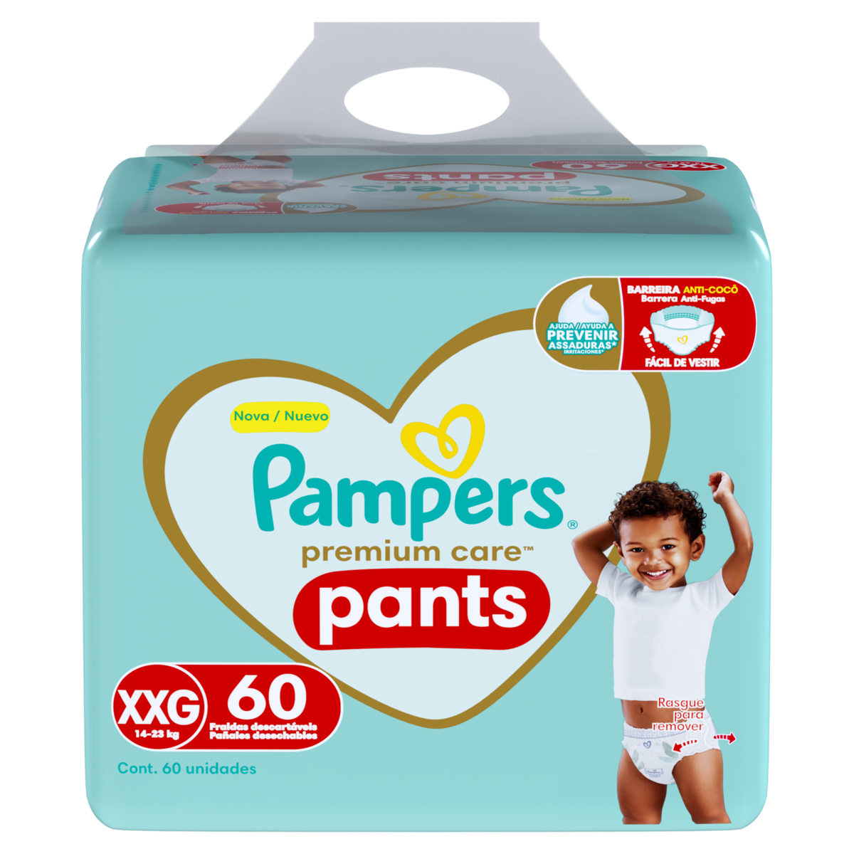 Fralda Descartável Infantil Pants Pampers Premium Care XXG Pacote 60 Unidades