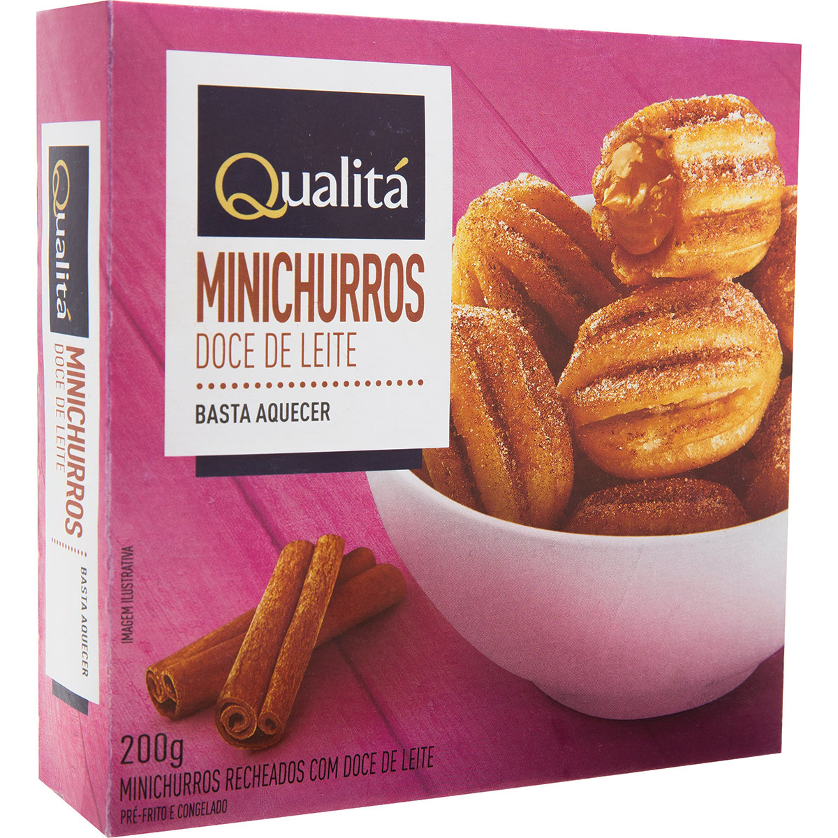 Mini Churros Congelado Recheio Doce de Leite Qualitá Caixa 200g