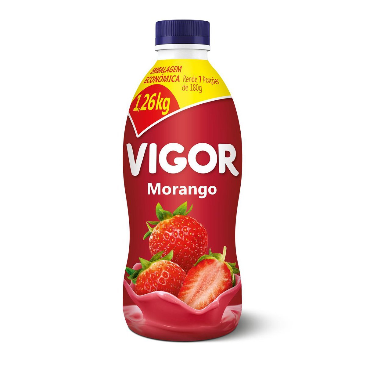 Iogurte Parcialmente Desnatado Morango Vigor Garrafa 1,26kg