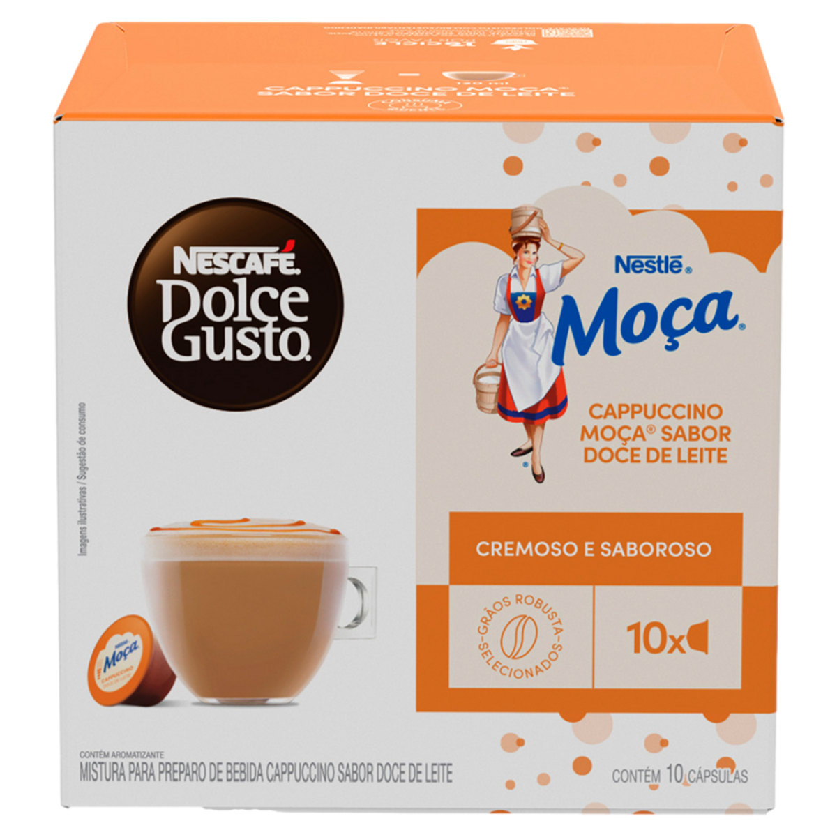 Cappuccino em Cápsula Doce de Leite Moça Nescafé Dolce Gusto Caixa 170g 10 Unidades