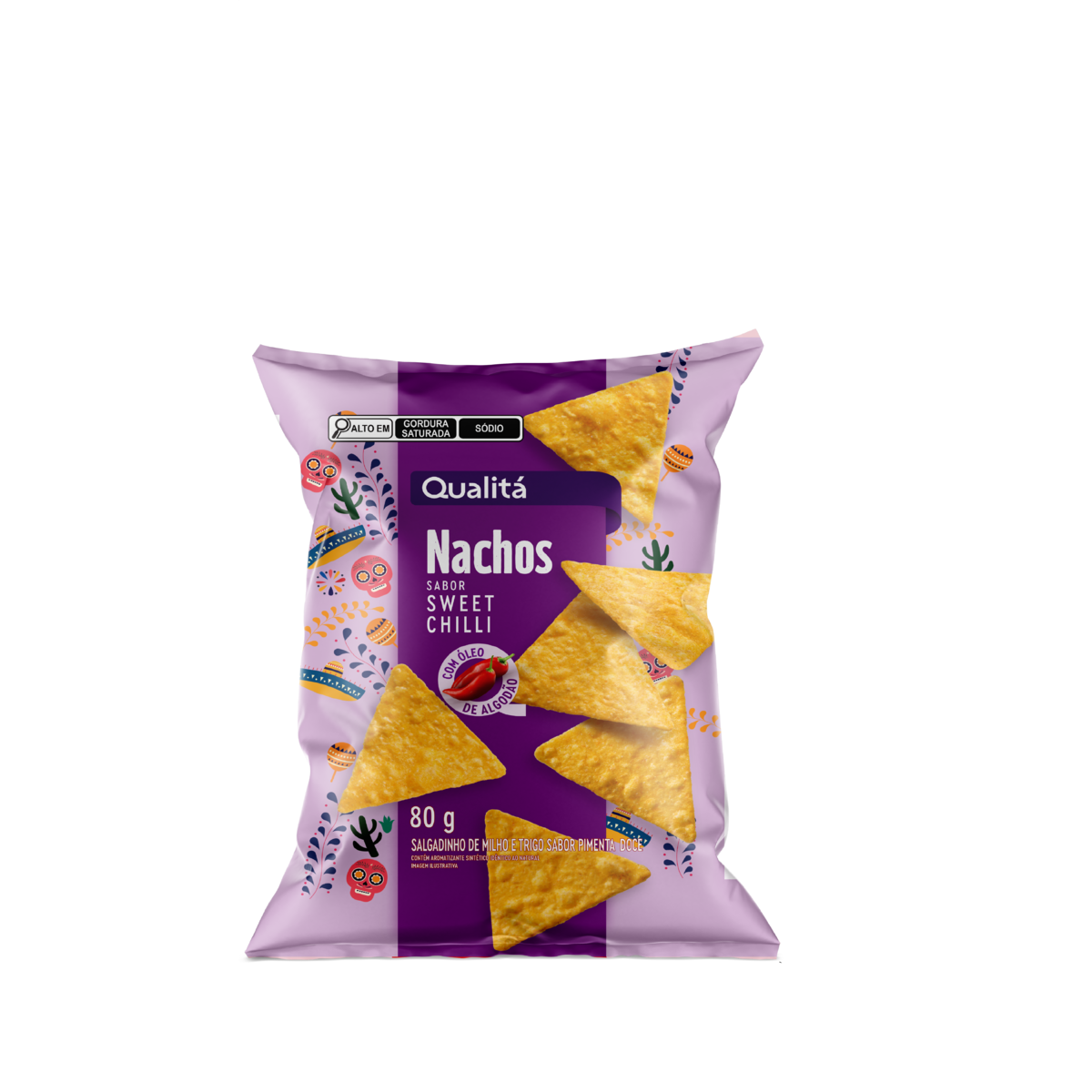 Salgadinho de Milho e Trigo Nacho Sweet Chilli Qualitá Pacote 80g