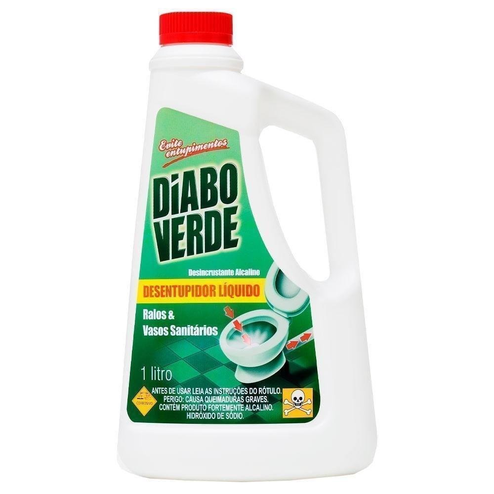 Desentupidor Líquido para Ralos e Vasos Sanitários DIABO VERDE 1 Litro