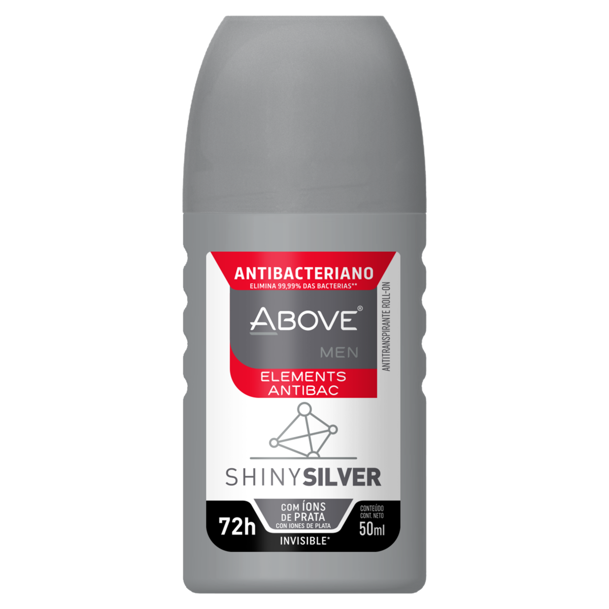 Antitranspirante Roll-On Invisible Shiny Silver Above Men Elements Antibac 50ml