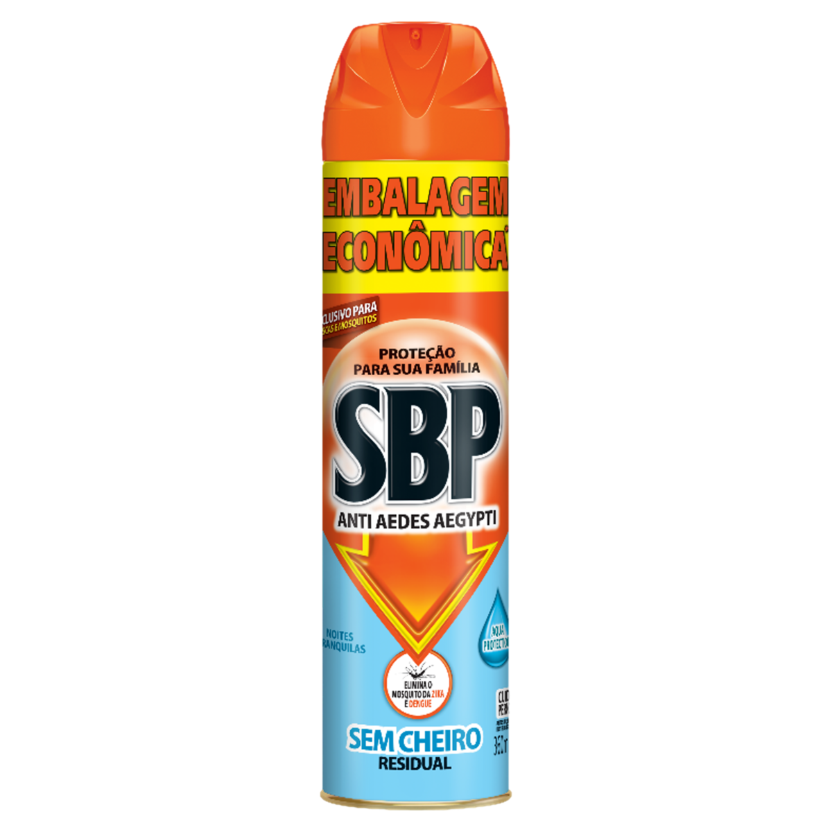 Inseticida Aerossol Anti Aedes Aegypti sem Perfume SBP Noites Tranquilas Frasco 360ml Spray Embalagem Econômica