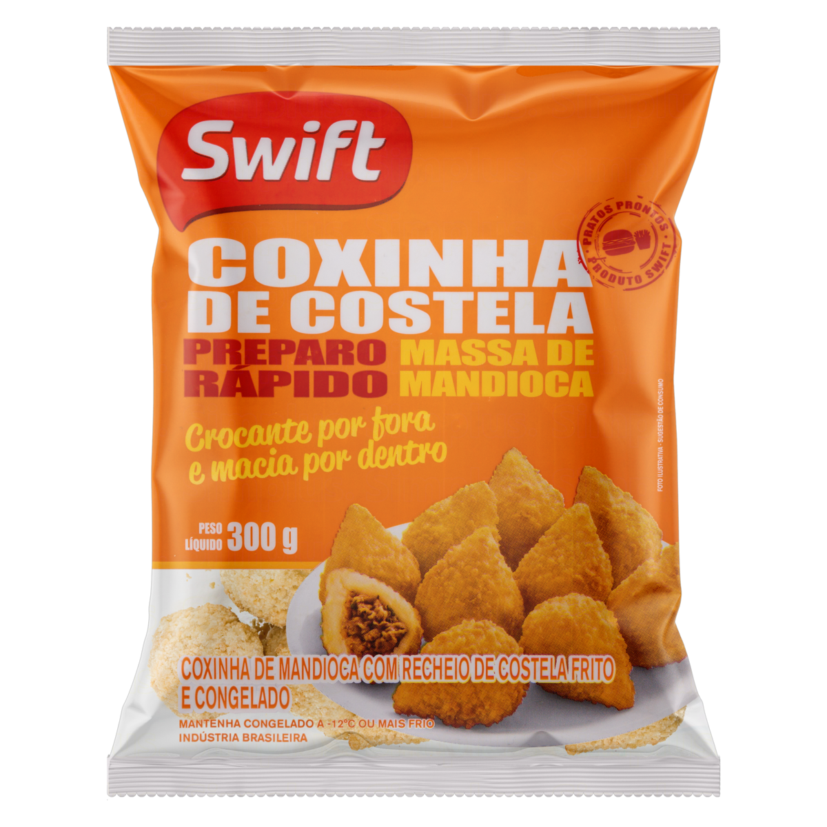 Coxinha de Mandioca Congelada Frita Recheio Costela Swift Pacote 300g