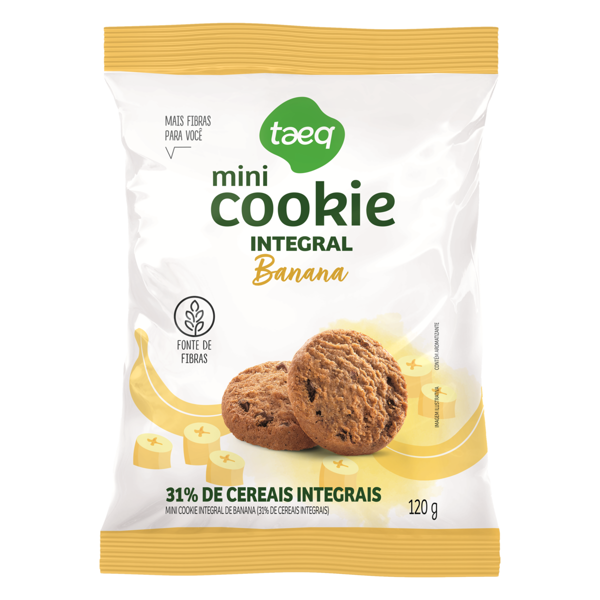 Minibiscoito Cookie Integral Banana Taeq Pacote 120g