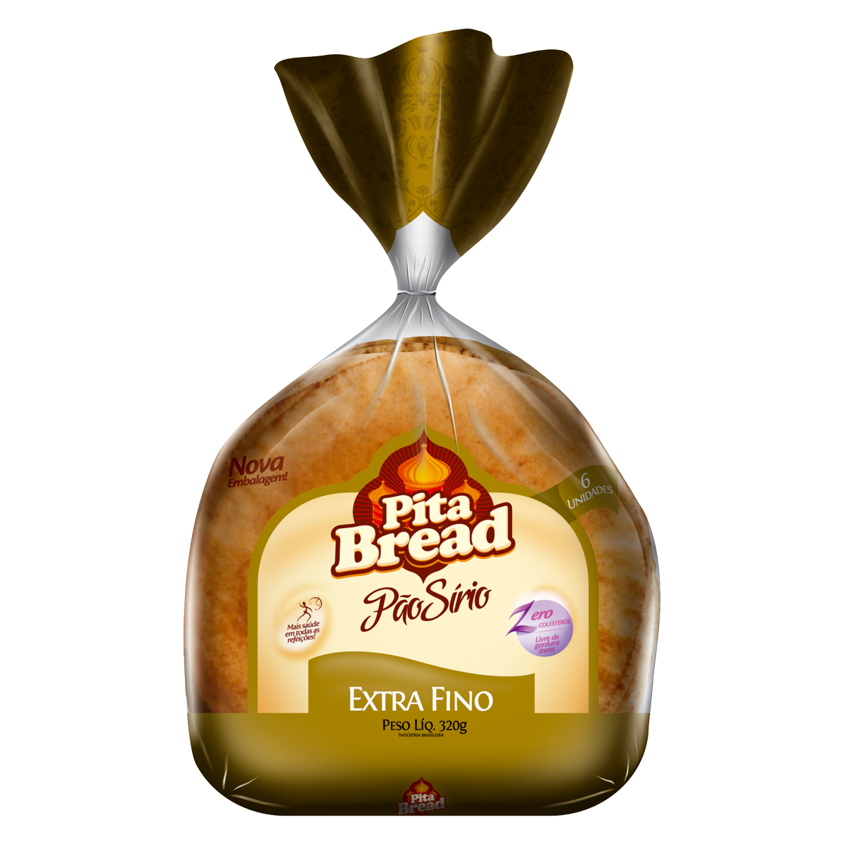 Pão Sírio Extrafino Tradicional Pita Bread Pacote 320g