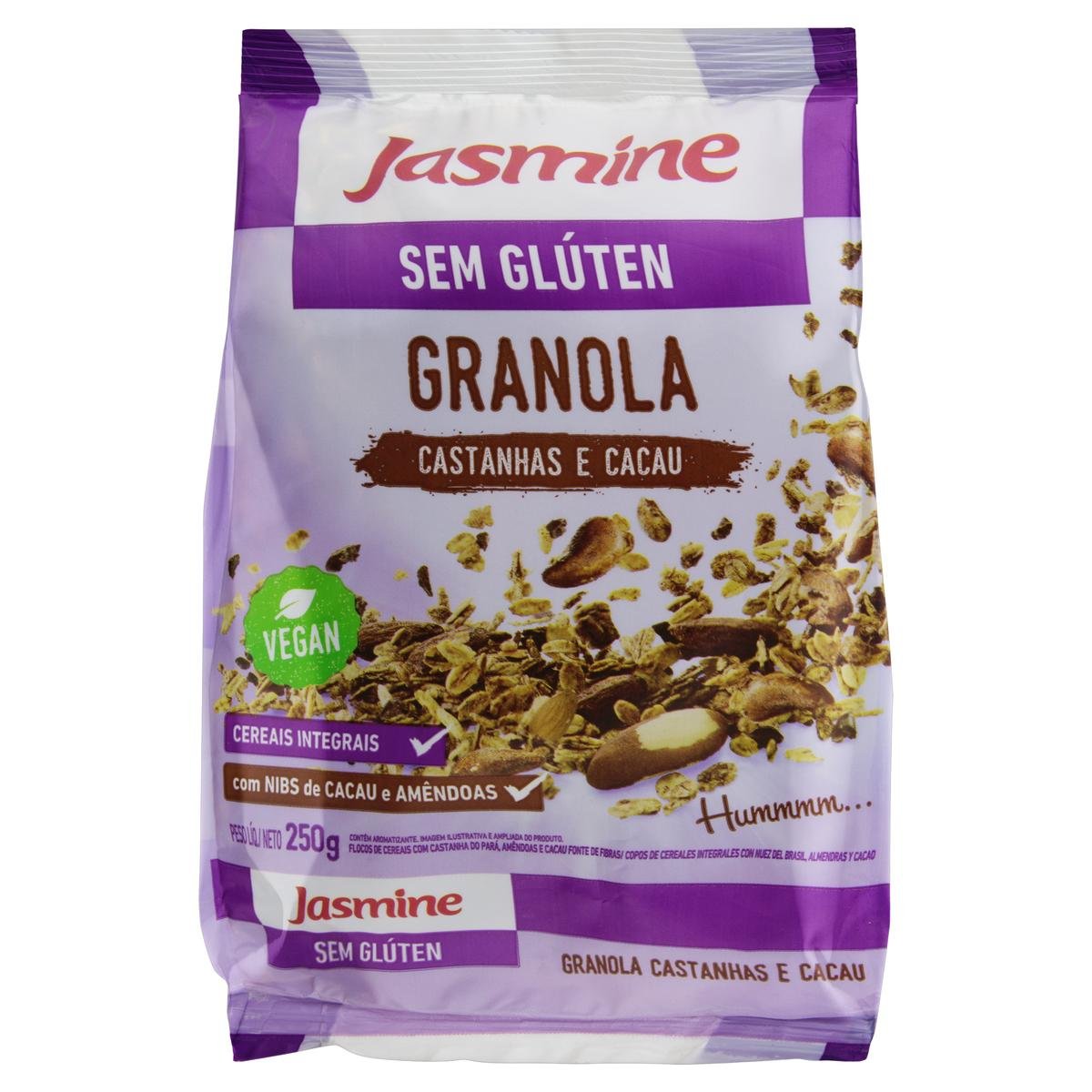 Granola Integral Castanhas e Cacau sem Glúten Jasmine Pouch 250g