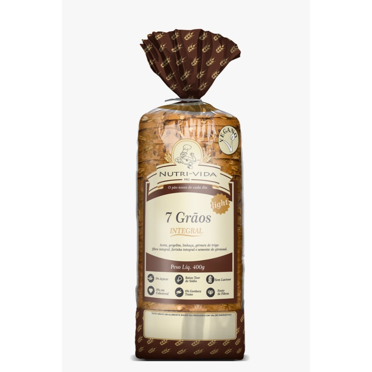 PÃO INTEGRAL 60,1% VEGANO 7 GRÃOS