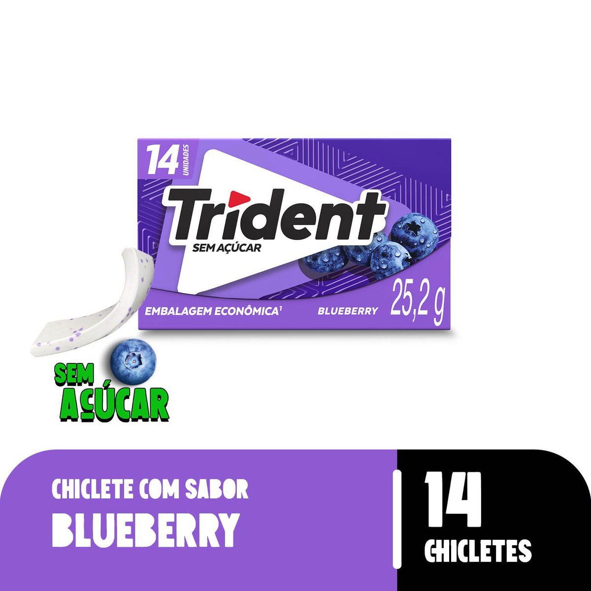 Chiclete Trident Blueberry 25,2g - Embalagem Econômica 14 unid.