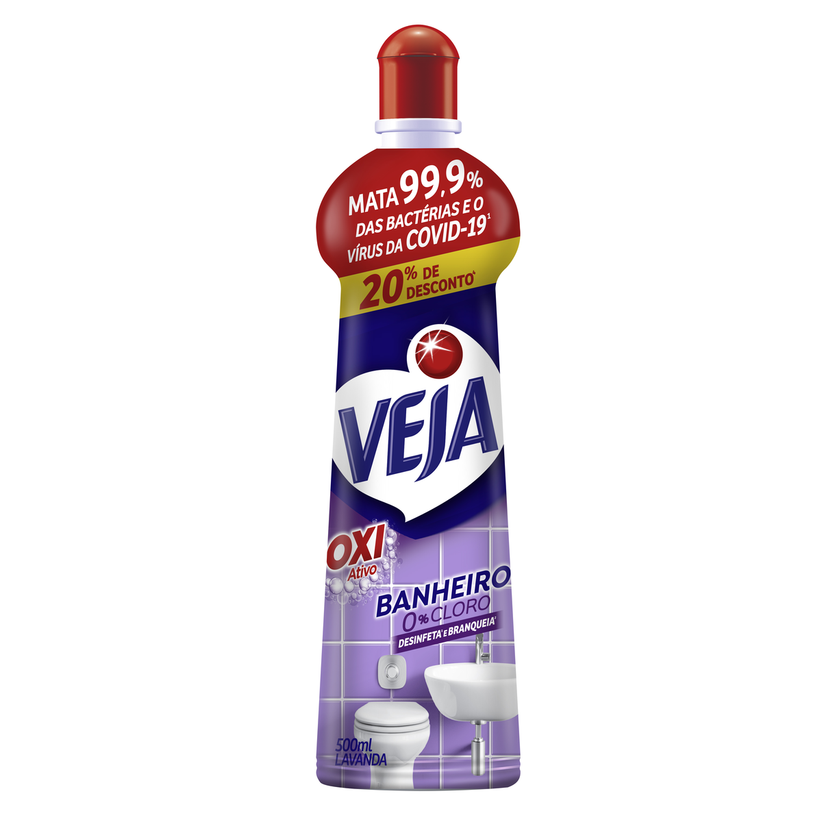 Desinfetante Banheiro Lavanda Veja Squeeze 500ml Grátis 20% de Desconto