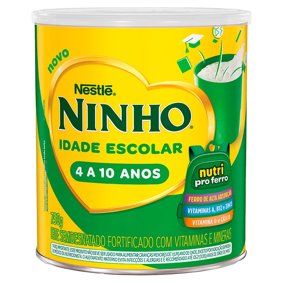 Leite Pó Semidesnatado Ninho Idade Escolar Lata 750g