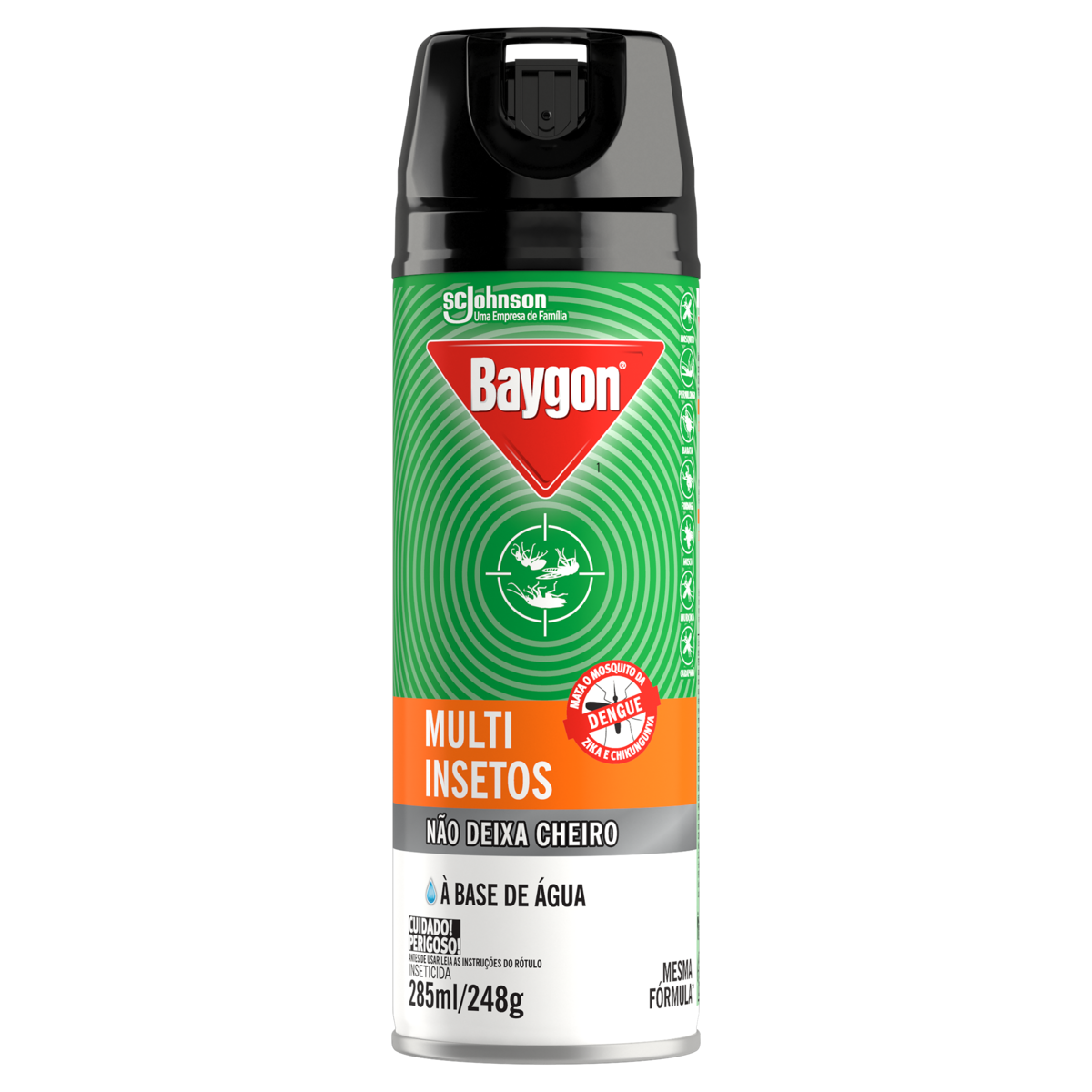 Inseticida Aerossol Multi-Insetos Base Água Baygon Frasco 285ml Spray