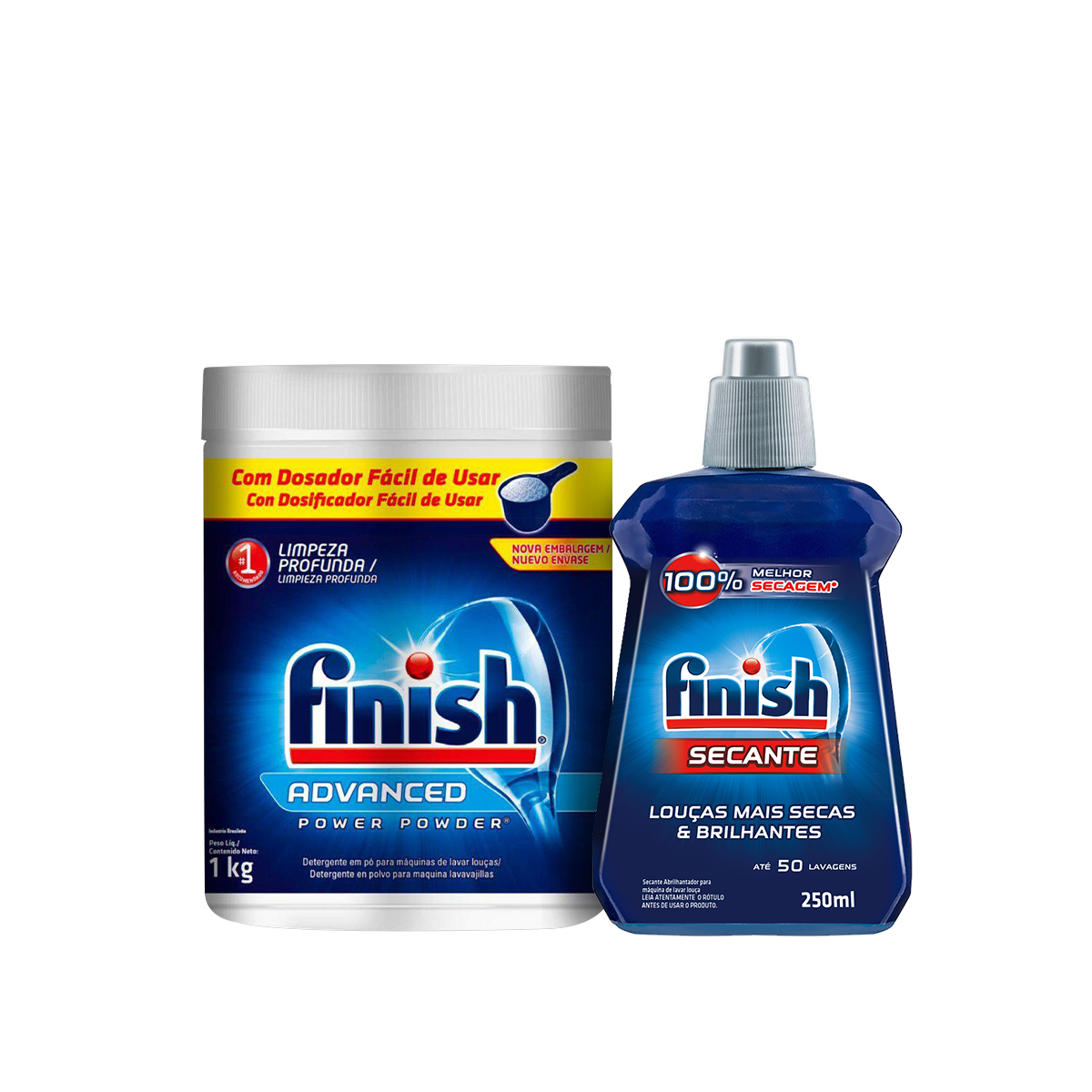 Kit Detergente para Lava Louças em Pó Finish 1kg + Secante para Lava-Louças Finish Abrilhantador 250ml