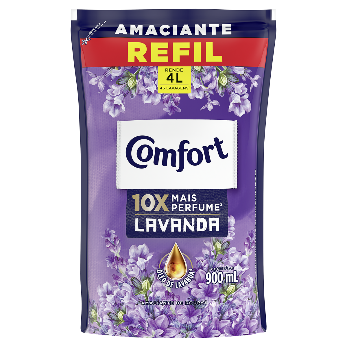 Amaciante de Roupa Lavanda Comfort Sachê 900ml Refil