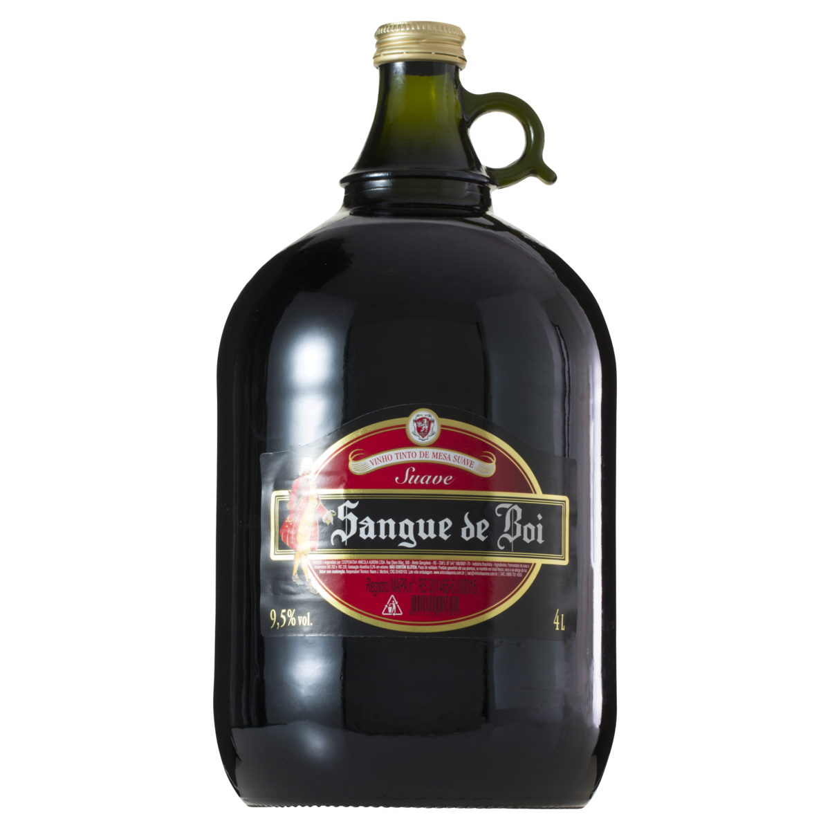Vinho Brasileiro Tinto Suave Sangue de Boi Serra Gaúcha Garrafão 4l