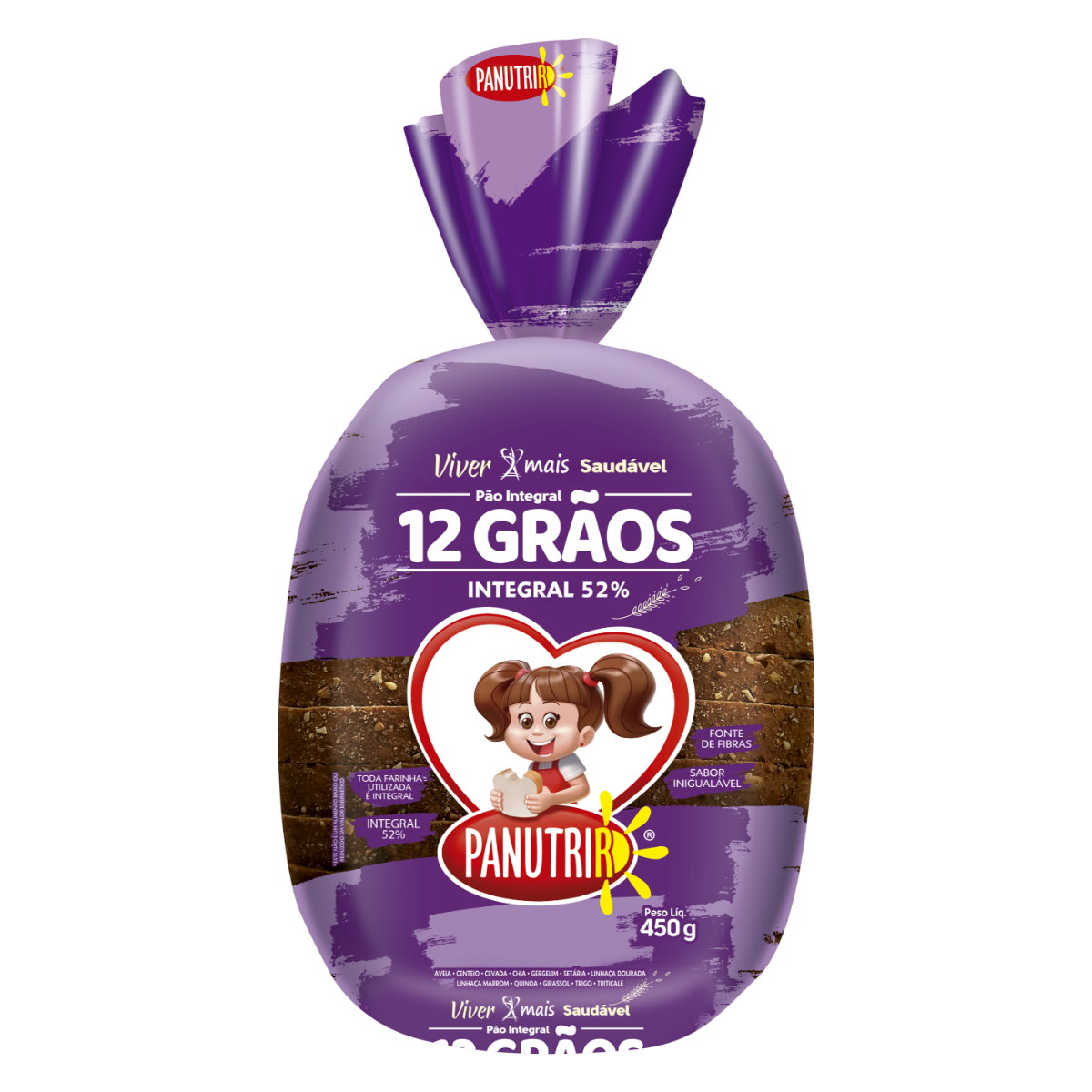 Pão Integral 12 Grãos Panutrir Pacote 500g