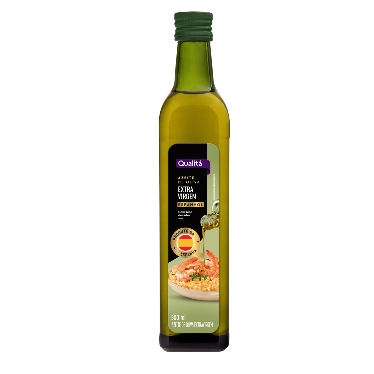 Azeite de Oliva Extra Virgem Espanhol com Bico Dosador Qualitá Vidro 500ml